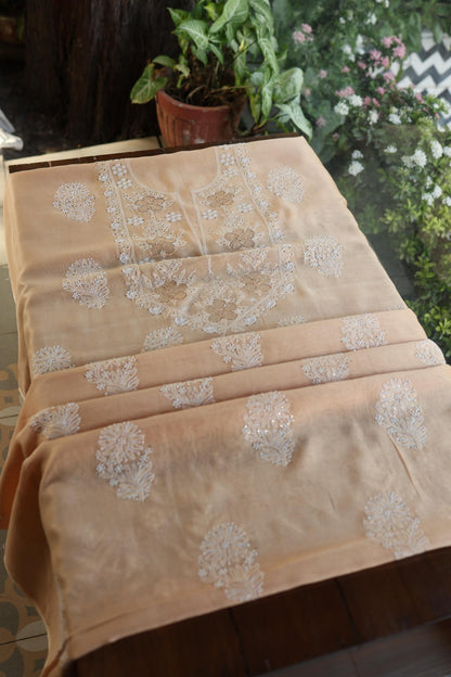 Peach Daraz Chikankari Kurta Fabrics