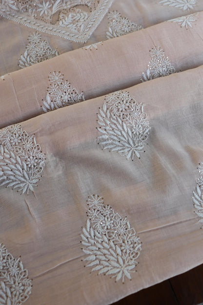 Pastel Peach Daraz Chikankari Kurta Fabrics