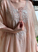 Pastel Peach Malmal Sequinned Chikankari Kaftan