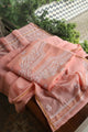 Pastel Peach Shade Mal Cotton Fine Chikankari Unstitched Fabric