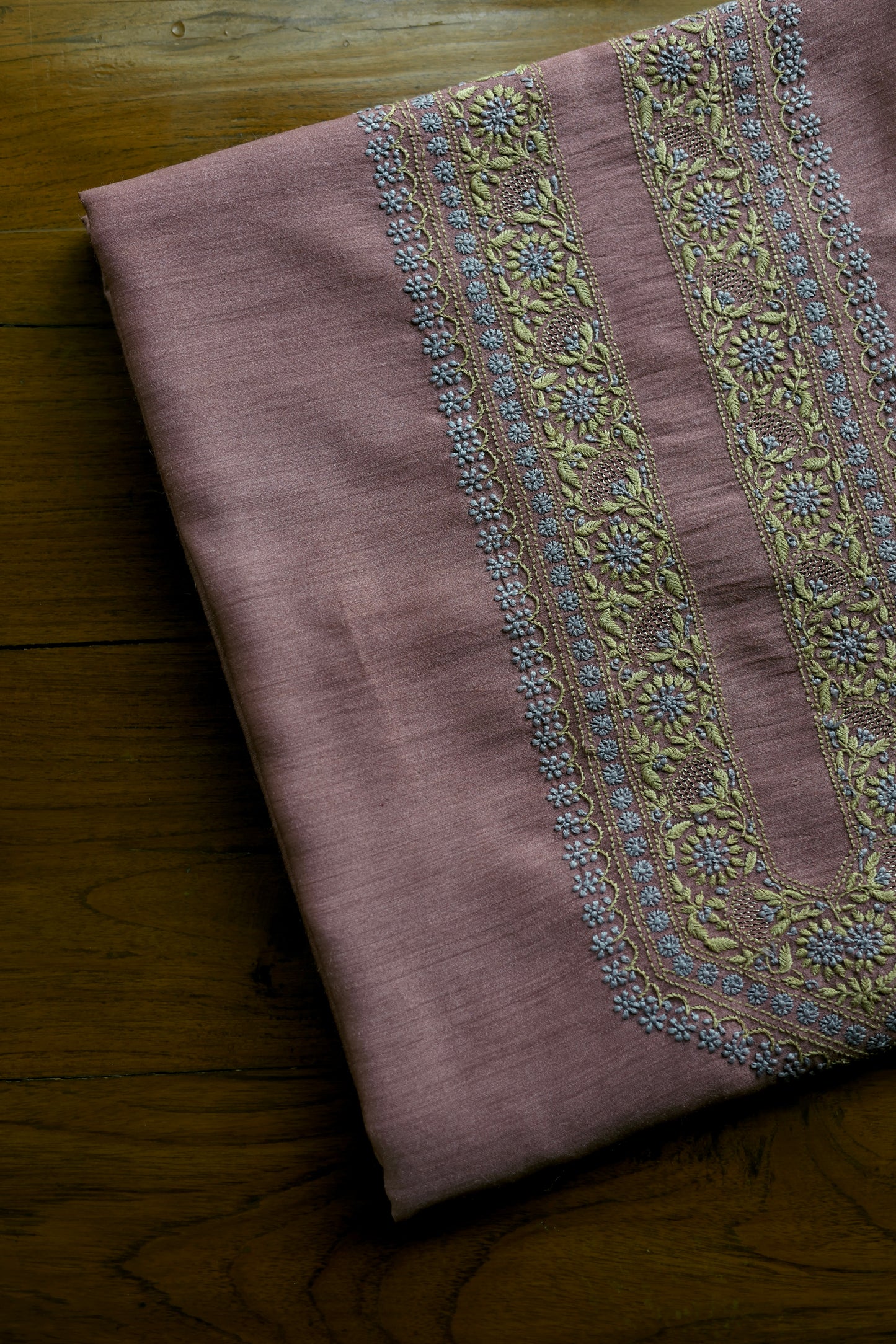Pastel Pink Shade Moonga Silk Chikankari Men’s Kurta Fabric