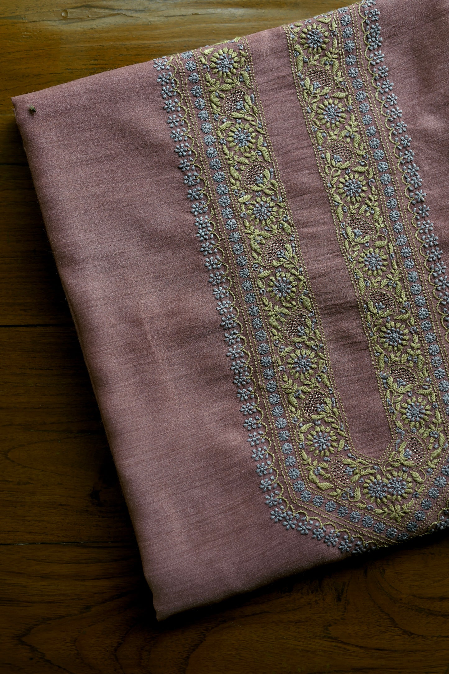 Pastel Pink Shade Moonga Silk Chikankari Men’s Kurta Fabric