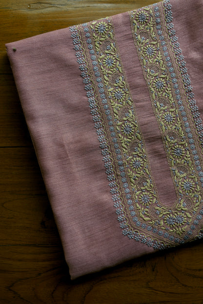 Pastel Pink Shade Moonga Silk Chikankari Men’s Kurta Fabric
