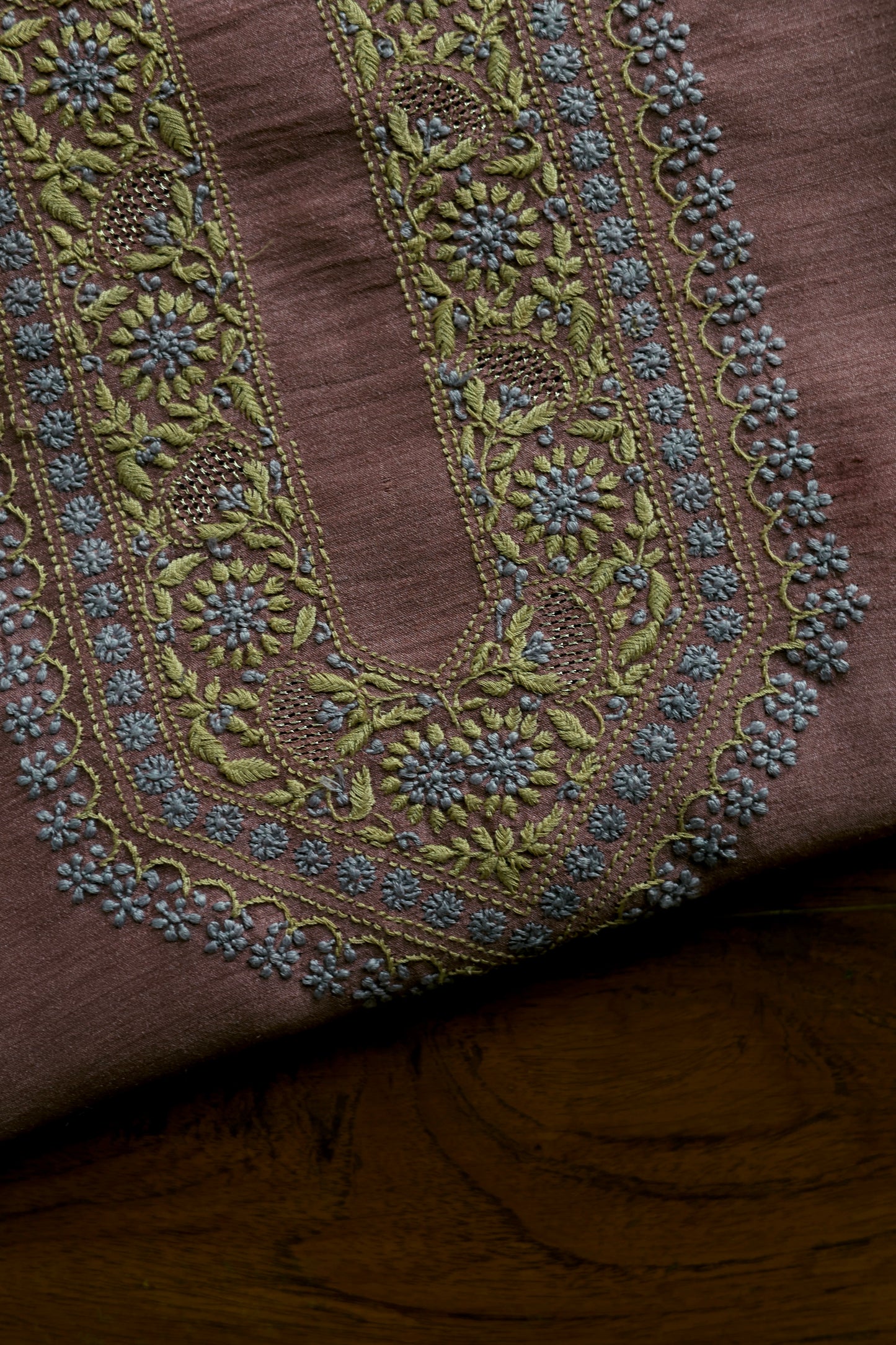 Pastel Pink Shade Moonga Silk Chikankari Men’s Kurta Fabric