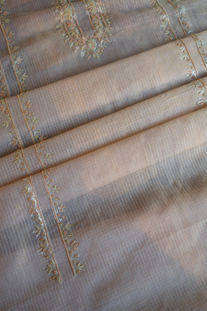 Pastel Pink Shade Shade Tissue Kota Chikankari Unstitched Fabric