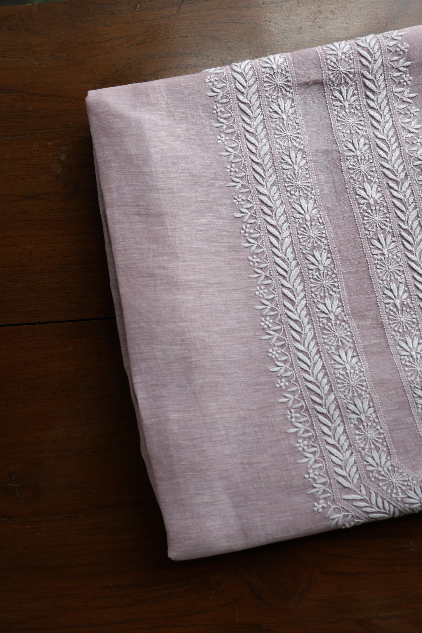 Pastel Purple Linen Chikankari Unstitched Men's Kurta Fabric