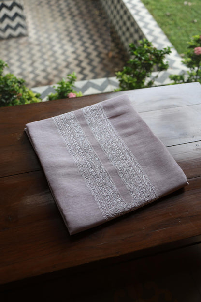 Pastel Purple Linen Chikankari Unstitched Men's Kurtas Fabric