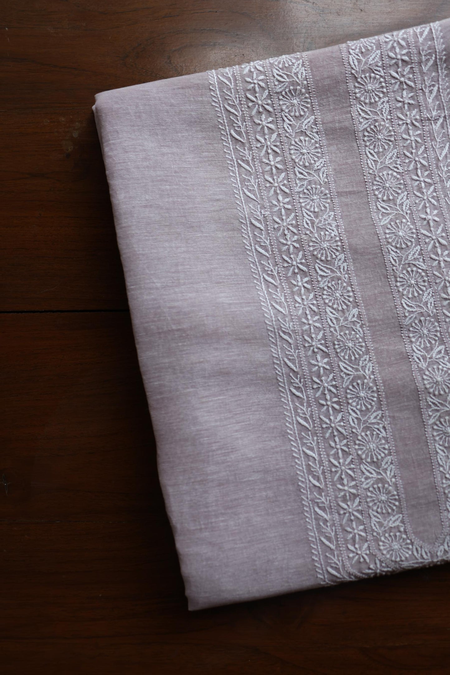 Pastel Purple Linen Chikankari Unstitched Men's Kurtas Fabric