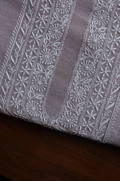 Pastel Purple Linen Chikankari Unstitched Men's Kurtas Fabric