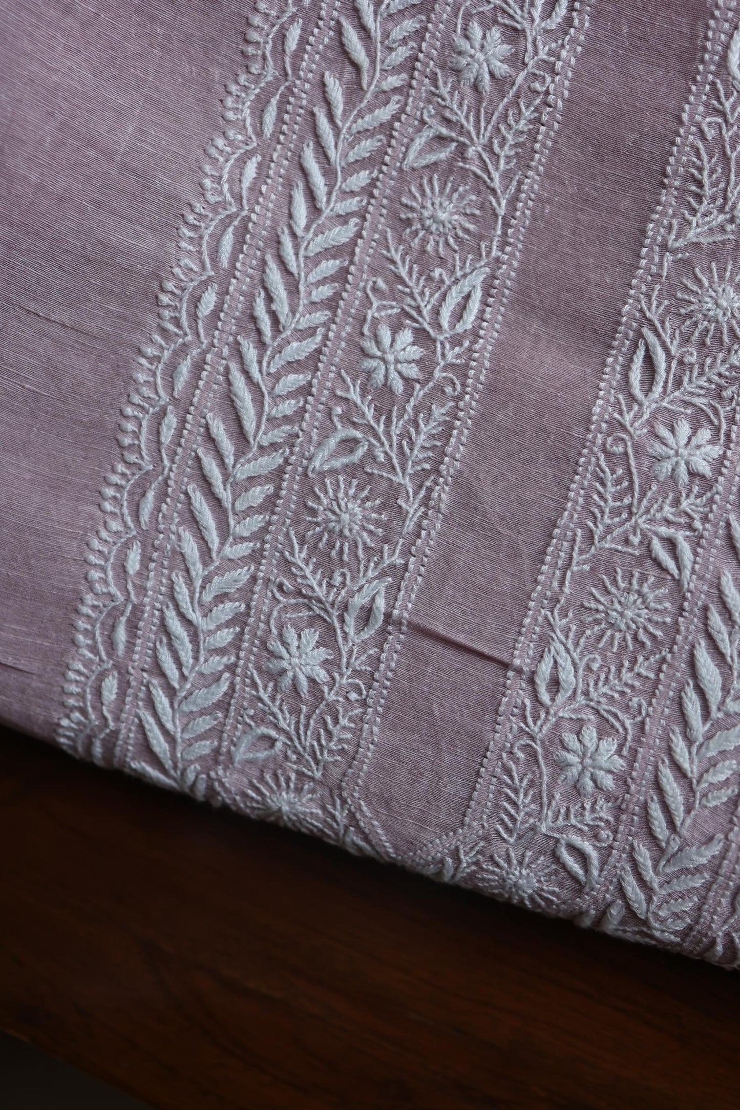 Pastel Purple Linen Chikankari Unstitched Men's Kurtas Fabric