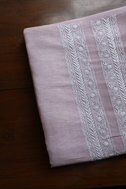 Pastel Purple Linen Chikankari Unstitched Men's Kurtas Fabric