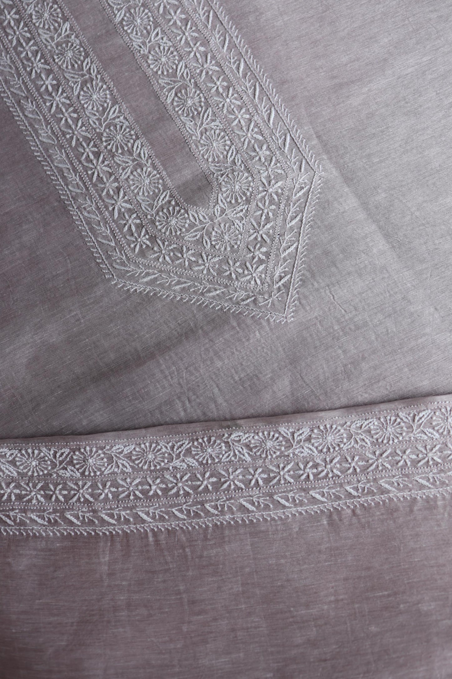 Pastel Purple Linen Chikankari Unstitched Men's Kurtas Fabric
