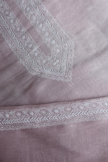 Pastel Purple Linen Chikankari Unstitched Men's Kurtas Fabric