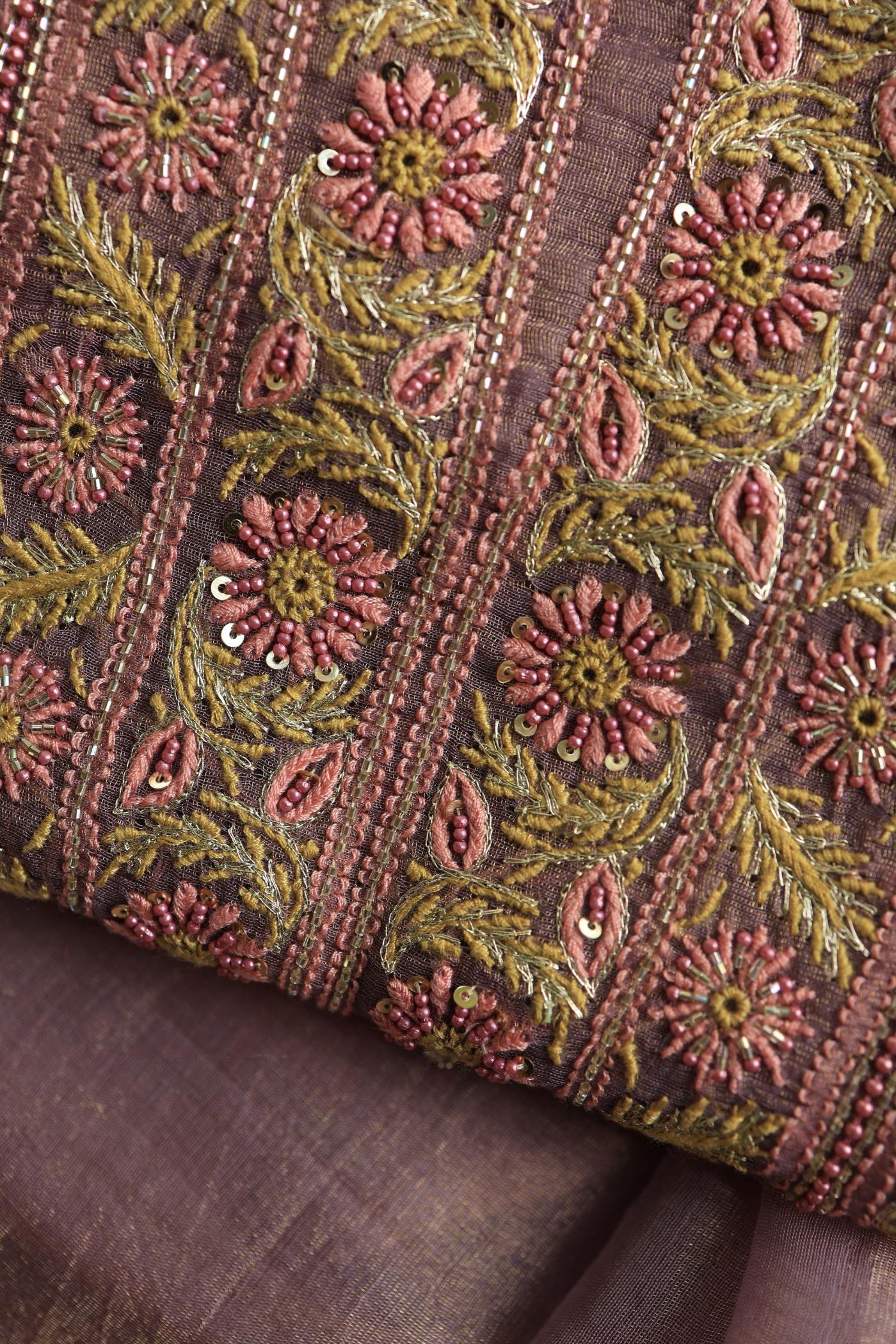 Dull Purple Tissue Silk Chikankari Unstitched Fabric