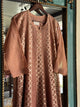 Pastel Brown Shade Zari Chanderi Chikankari A Line Kurta with Slip