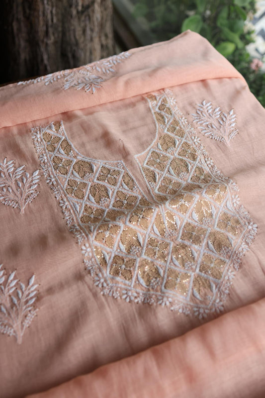 Peach Daraz Chikankari Kurta Fabrics