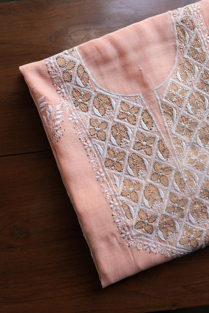 Peach Daraz Chikankari Kurta Fabrics