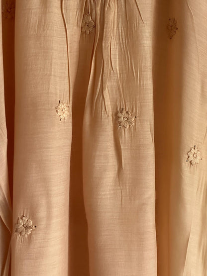 Peach Chanderi Mukaish Kamdani Short Kurti
