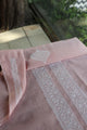 Peach Mulmul Chikankari Unstitched Men's Kurtas Fabric