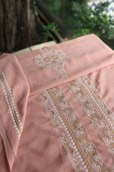 Peach Shade Shade Unisex Chikankari Bengal Muslin Kurta