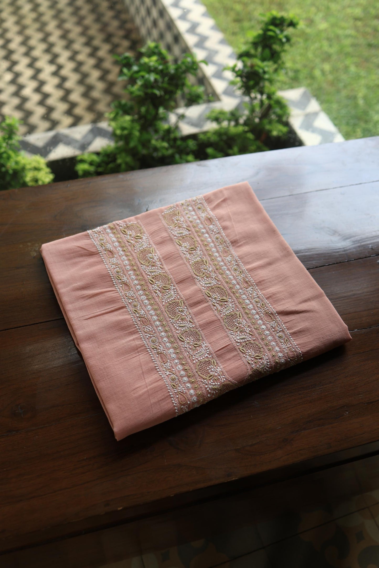 Peach Shade Shade Unisex Chikankari Bengal Muslin Kurta