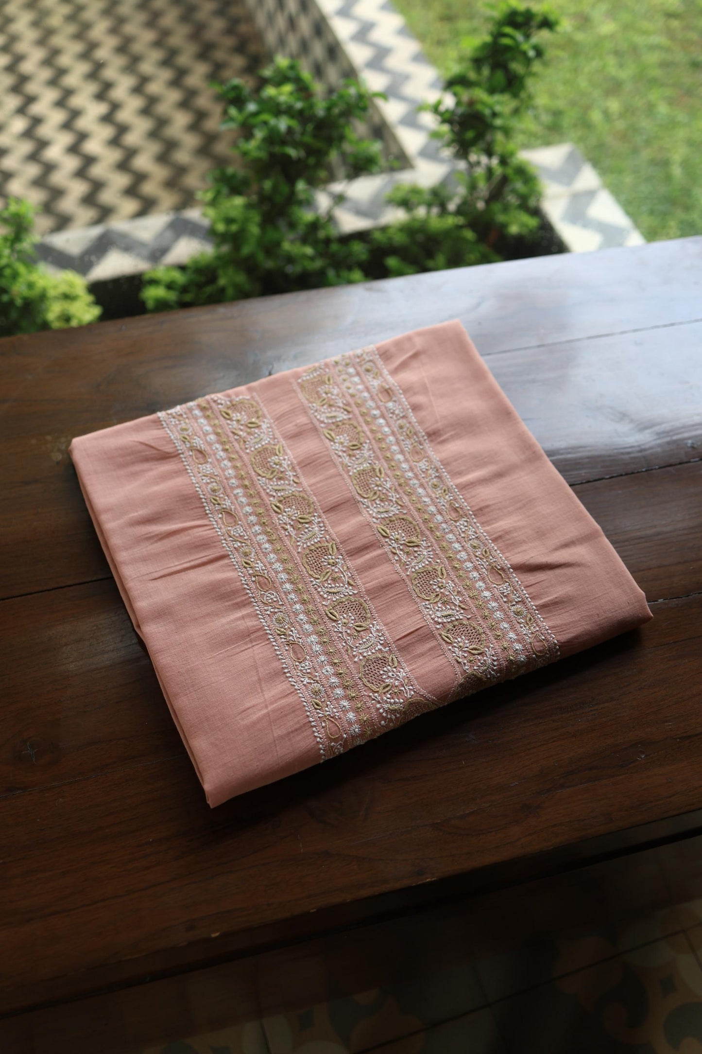 Peach Shade Shade Unisex Chikankari Bengal Muslin Kurta