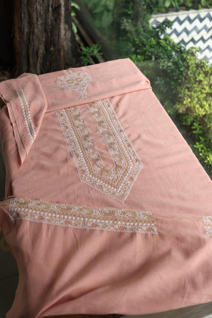 Peach Shade Shade Unisex Chikankari Bengal Muslin Kurta