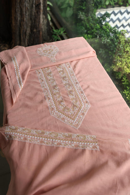 Peach Shade Shade Unisex Chikankari Bengal Muslin Kurta