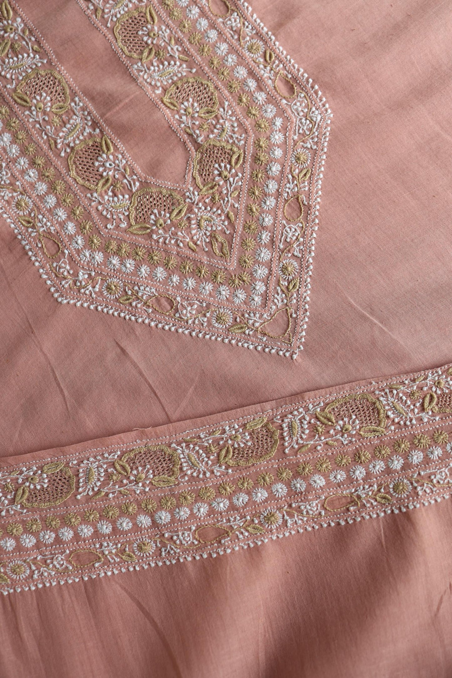 Peach Shade Shade Unisex Chikankari Bengal Muslin Kurta