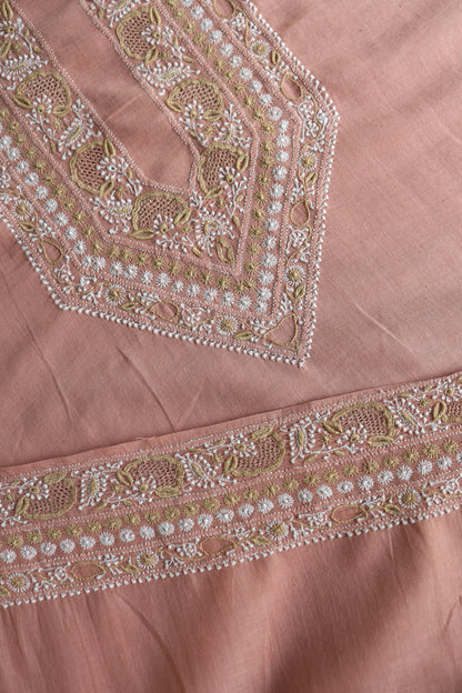 Peach Shade Shade Unisex Chikankari Bengal Muslin Kurta
