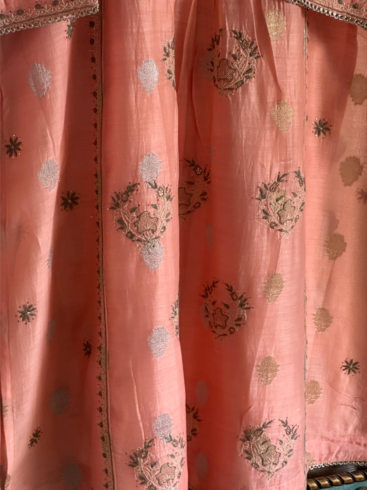 Peach Zari Chanderi Chikankari Ready to Wear Tunics