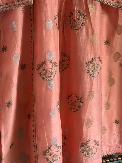 Peach Zari Chanderi Chikankari Ready to Wear Tunics