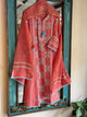 Peach & Blue Shade Malmal Pearl White Chikankari Ready to Wear Kurta Set