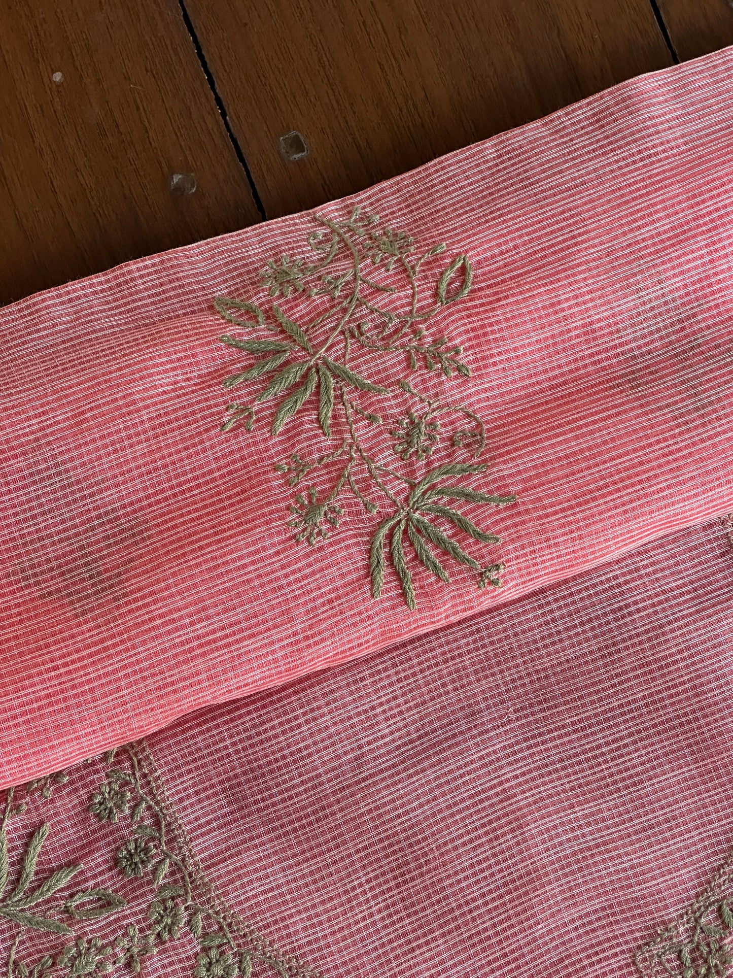 Peach Kota Chikankari Unstitched Fabrics
