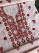 Peach & Red Chikankari Mal Cotton Set with Mukaish Work