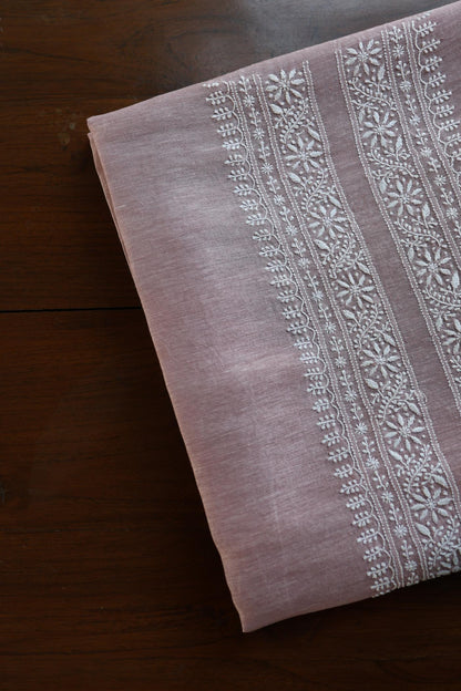 Pearl Pink Linen Chikankari Unstitched Men's Kurtas Fabric