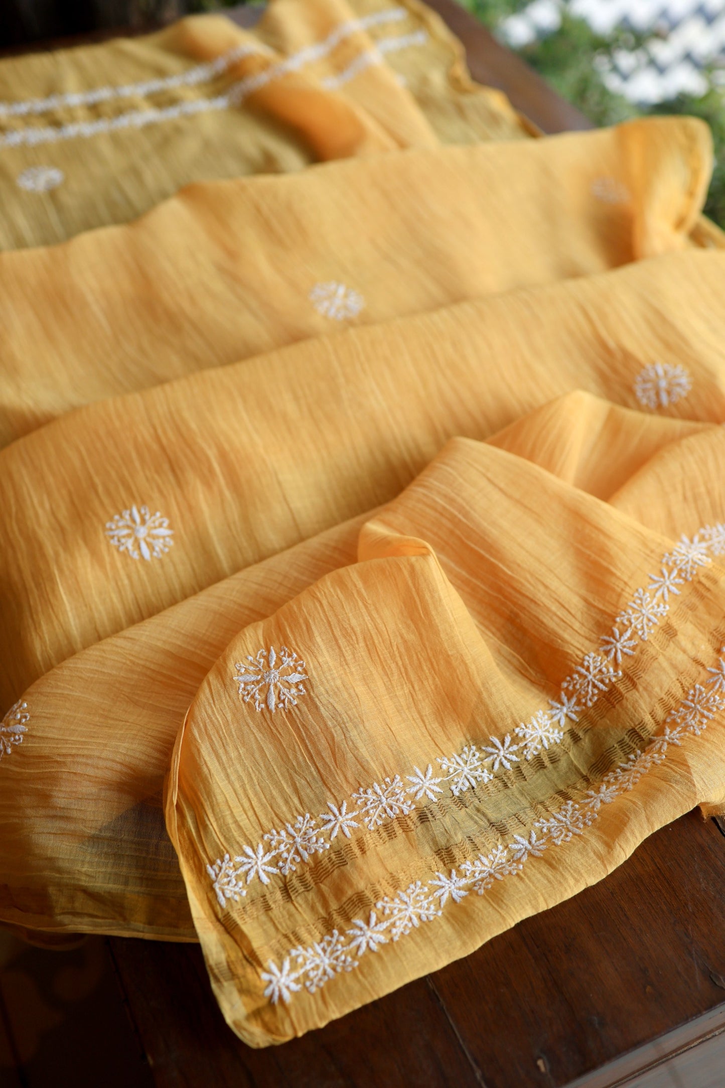 Persian Orange Mal Cotton Fine Chikankari Unstitched Fabric