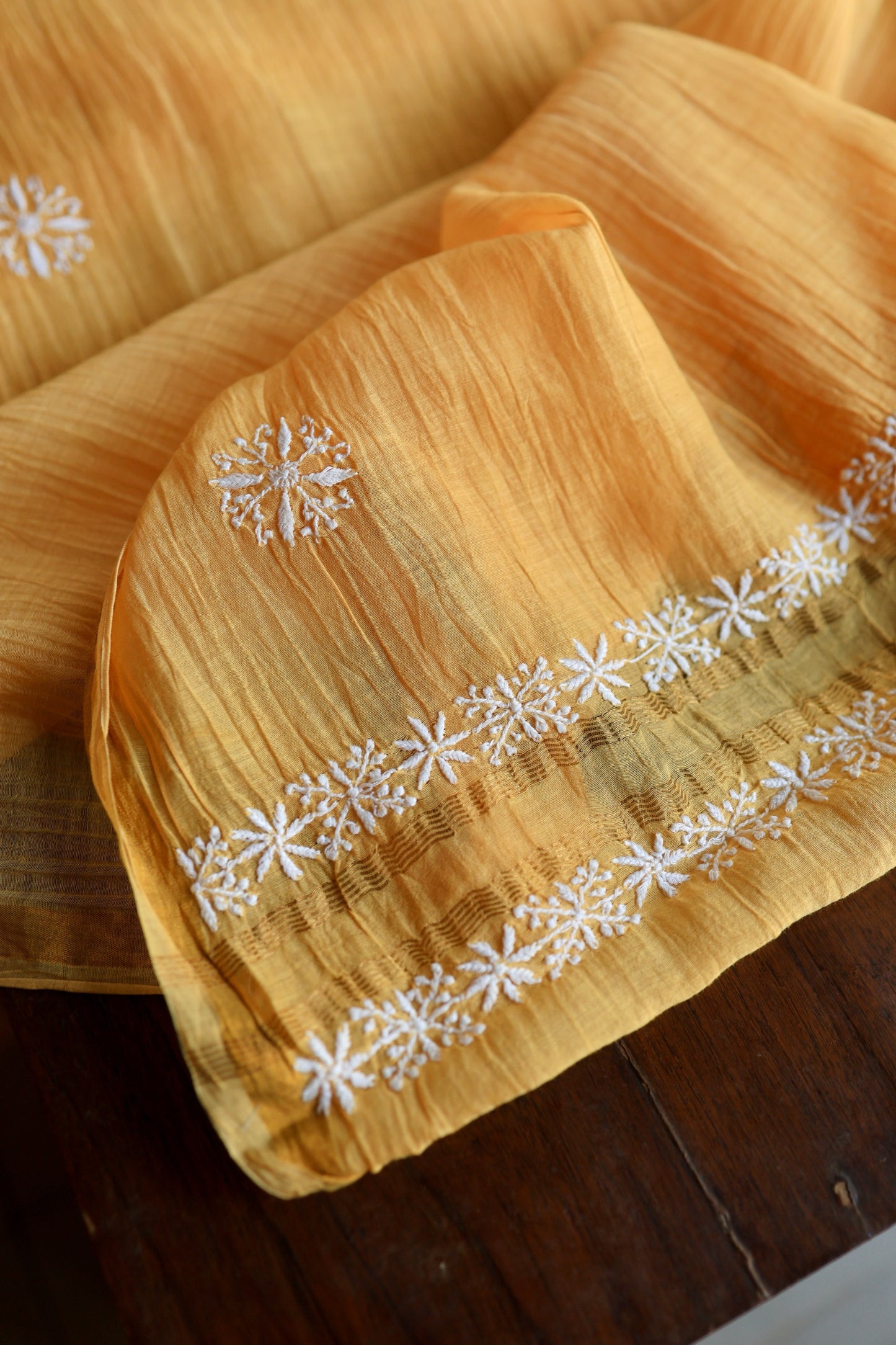 Persian Orange Mal Cotton Fine Chikankari Unstitched Fabric