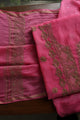 Persian Pink & Beige Shade Mal Cotton Chikankari Unstitched Kurta Dupatta Fabric With Kamdani