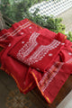 Persian Red Shade Mal Cotton Fine Chikankari Unstitched Fabric