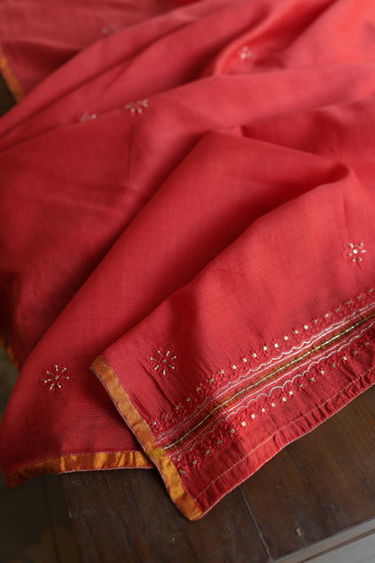 Persian Red Shade Rasm Maheshwari Highlights Fabric