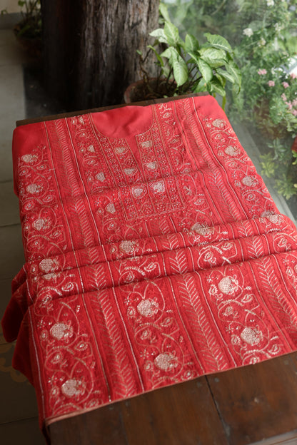 Persian Red Shade Rasm Maheshwari Highlights Fabric