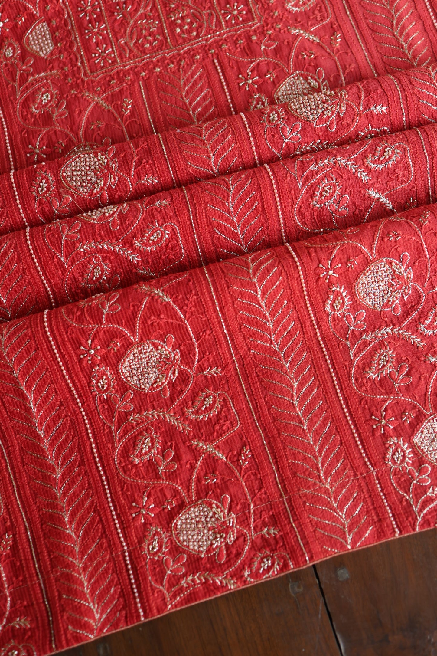 Persian Red Shade Rasm Maheshwari Highlights Fabric