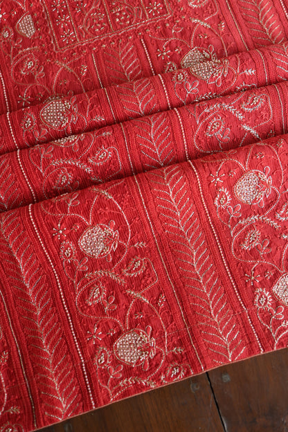 Persian Red Shade Rasm Maheshwari Highlights Fabric