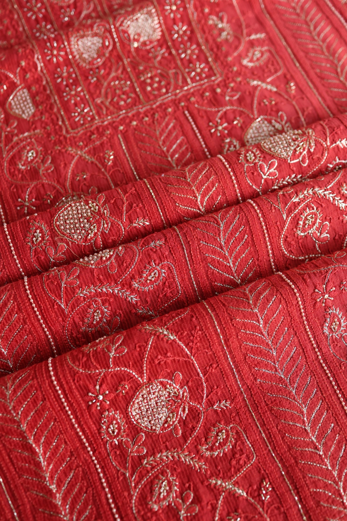 Persian Red Shade Rasm Maheshwari Highlights Fabric