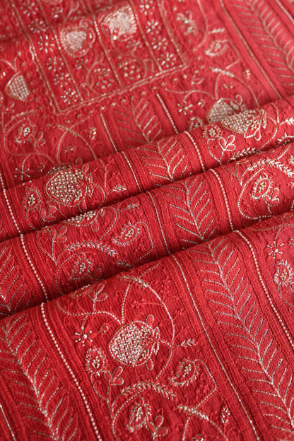 Persian Red Shade Rasm Maheshwari Highlights Fabric