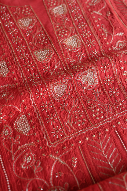 Persian Red Shade Rasm Maheshwari Highlights Fabric