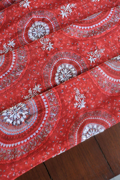 Carrot Pink Muslin Unstitched Kurta Fabric