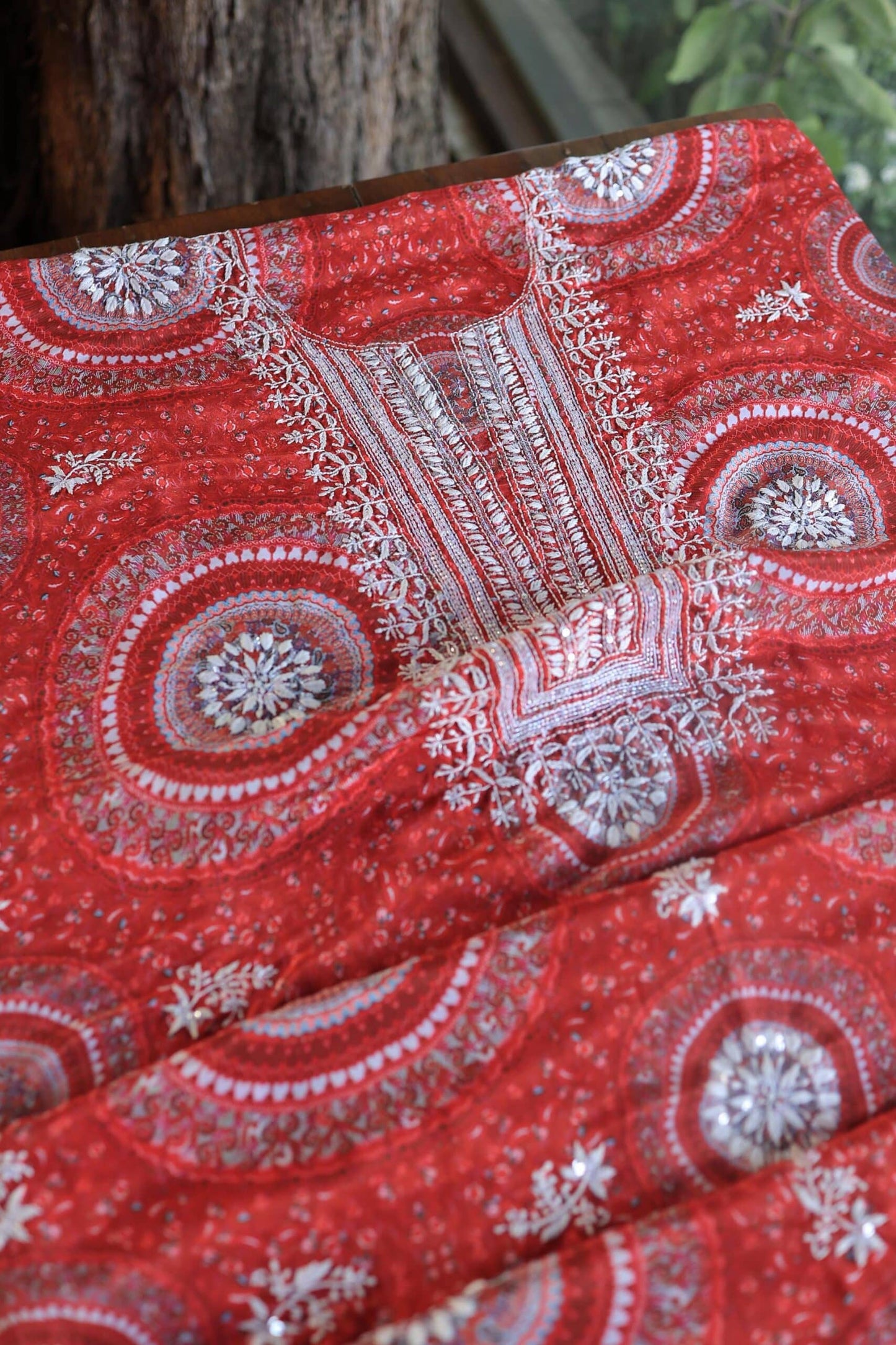 Carrot Pink Muslin Unstitched Kurta Fabric