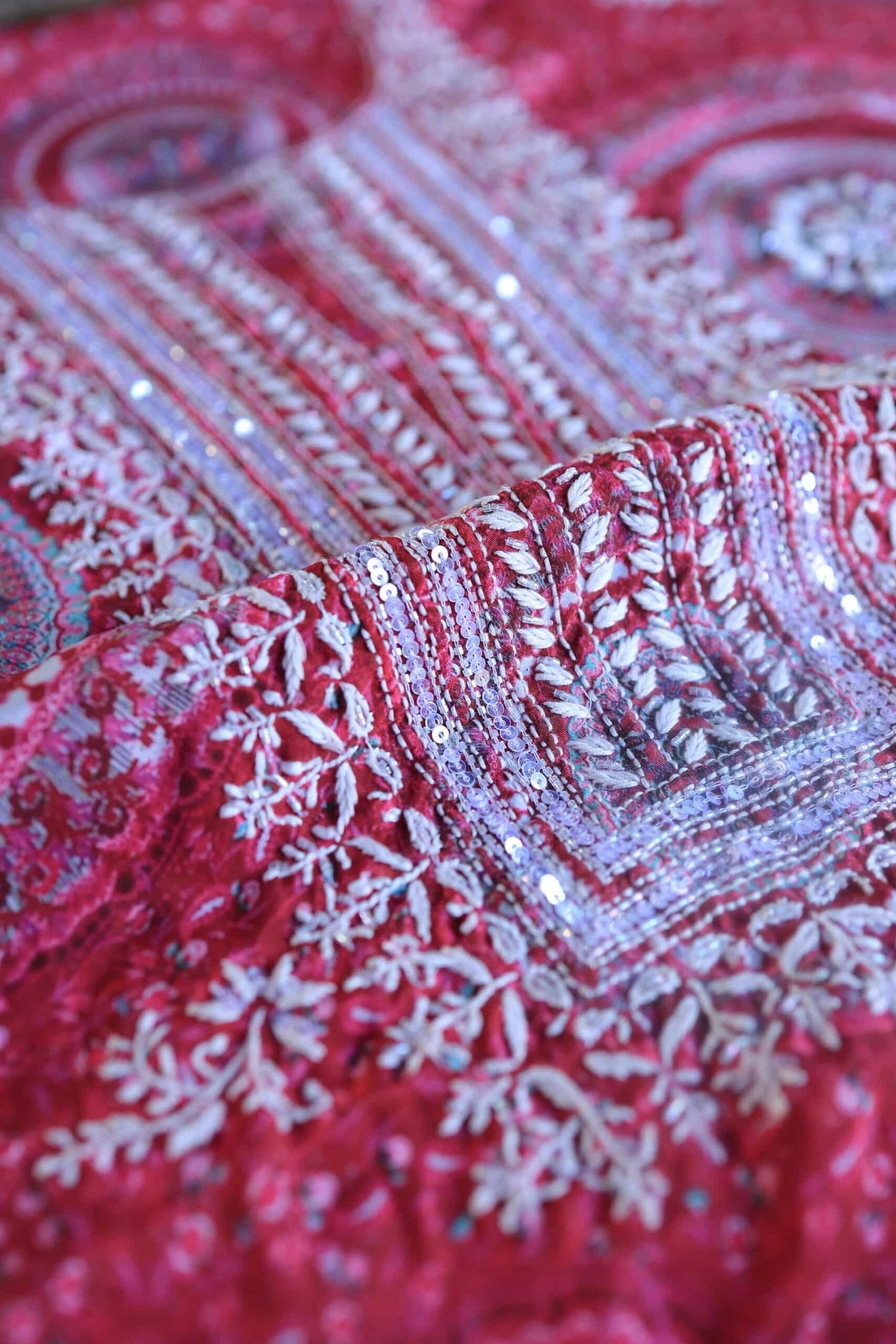 Pink Muslin Chikankari Unstitched Kurta Fabric